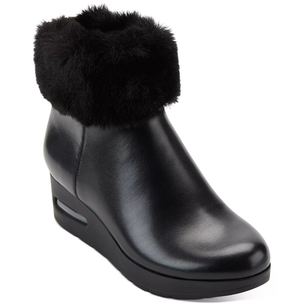 Dkny Nadra K3279020 Boots Women's US 5.5 Black Leather Wedge Heel Bootie LION165
